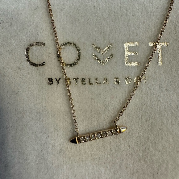 Stella and Dot covet “rebel” diamond bar necklace. 14kt yellow gold. New - Picture 3 of 4